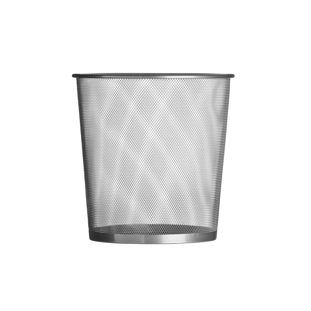 Wire Mesh Wastepaper Basket in Matt Silver