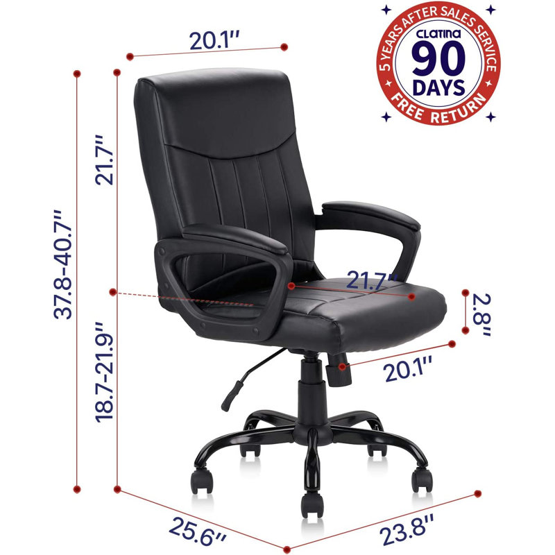 Daizja Faux Leather Executive Chair 2 Pack, Black, Black