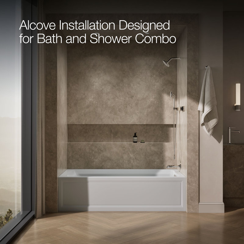 Archer® Alcove 72" x 36" Whirpool Bathtub, Ice Grey, Right