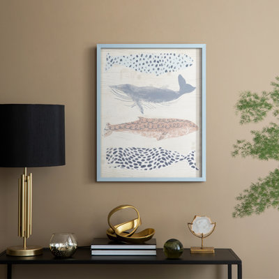 Reproduction encadrée à motif de baleine à motif II - Bois massif