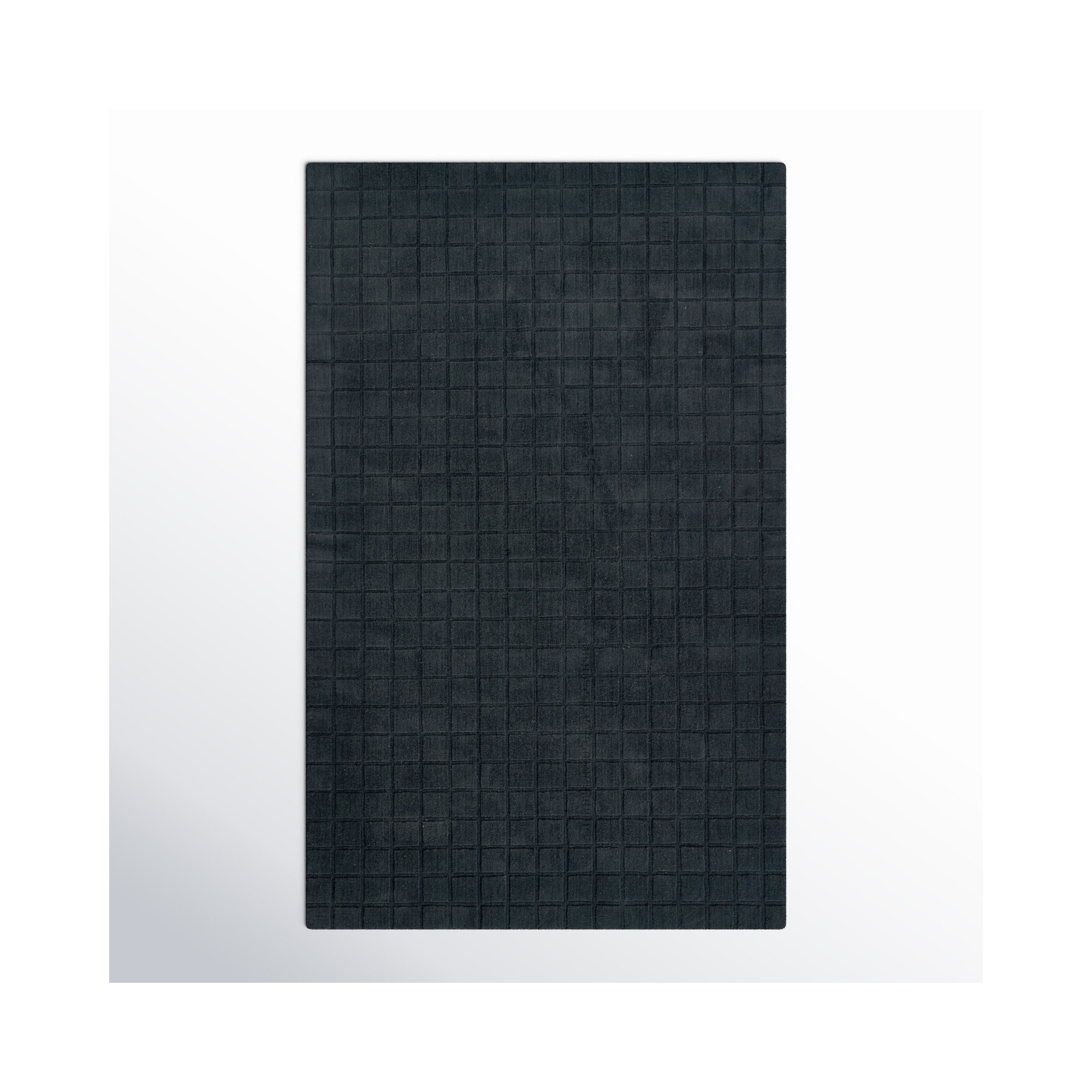 AllModern Contour Hand Loomed Wool Geometric Navy Area Rug, Rectangle 2' x 3'