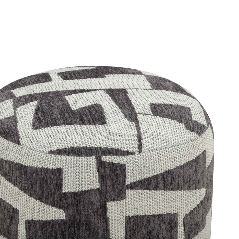 Bisou Black Jacquard Ottoman, Black/White