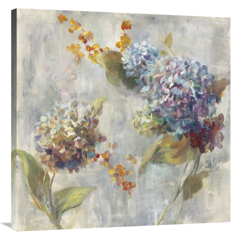 " Autumn Hydrangea II ", 36" H x 36" W x 1.5" D, Wrapped Canvas