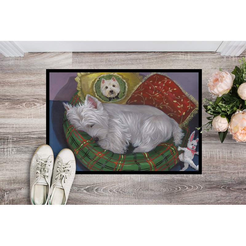 Tapis d'entrée antidérapant Guerrie L 27 po x l 18 po, Westie toto précieux