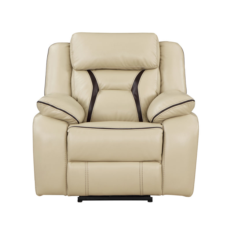 Fauteuil inclinable électrique en similicuir respirant 40 po Selinger, Similicuir beige / brun