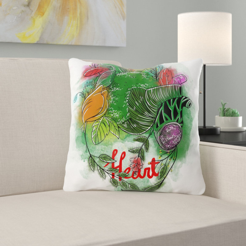 Coussin décoratif cardiaque Manawa, Microsuède, Intérieur