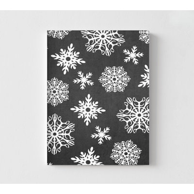 Flocons de neige, art mural noir et blanc, affiche encadrée saisonnière, impression d'hiver festive, décoration nordique simpliste au-dessus de l'art du foyer