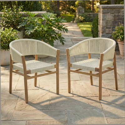 Ensemble de 2 chaises d'extérieur pour l'extérieur, beige et beige