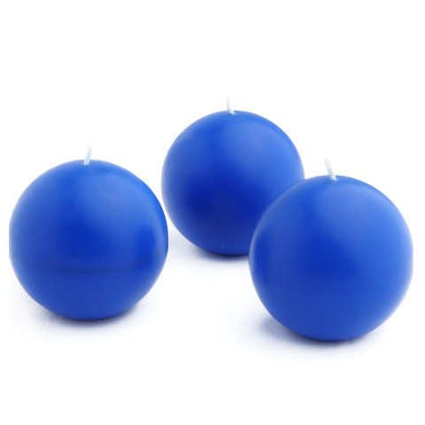 Ball Candle, Blue, 4" Diameter, Set of 2