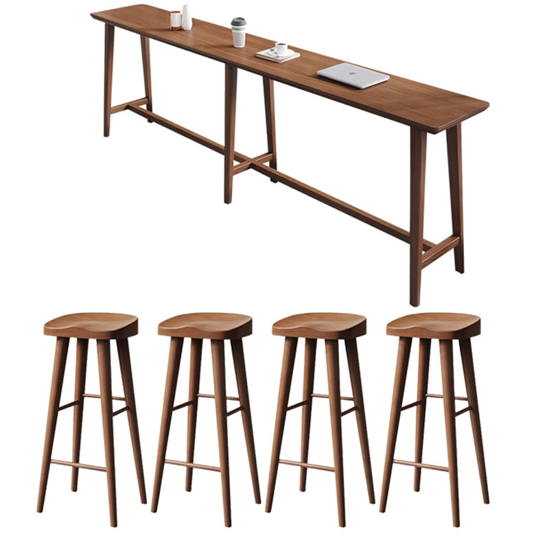 Tables et chaises de comptoir en bois massif, 5, H 41,30 po x l 15,70 po x P 94,40 po