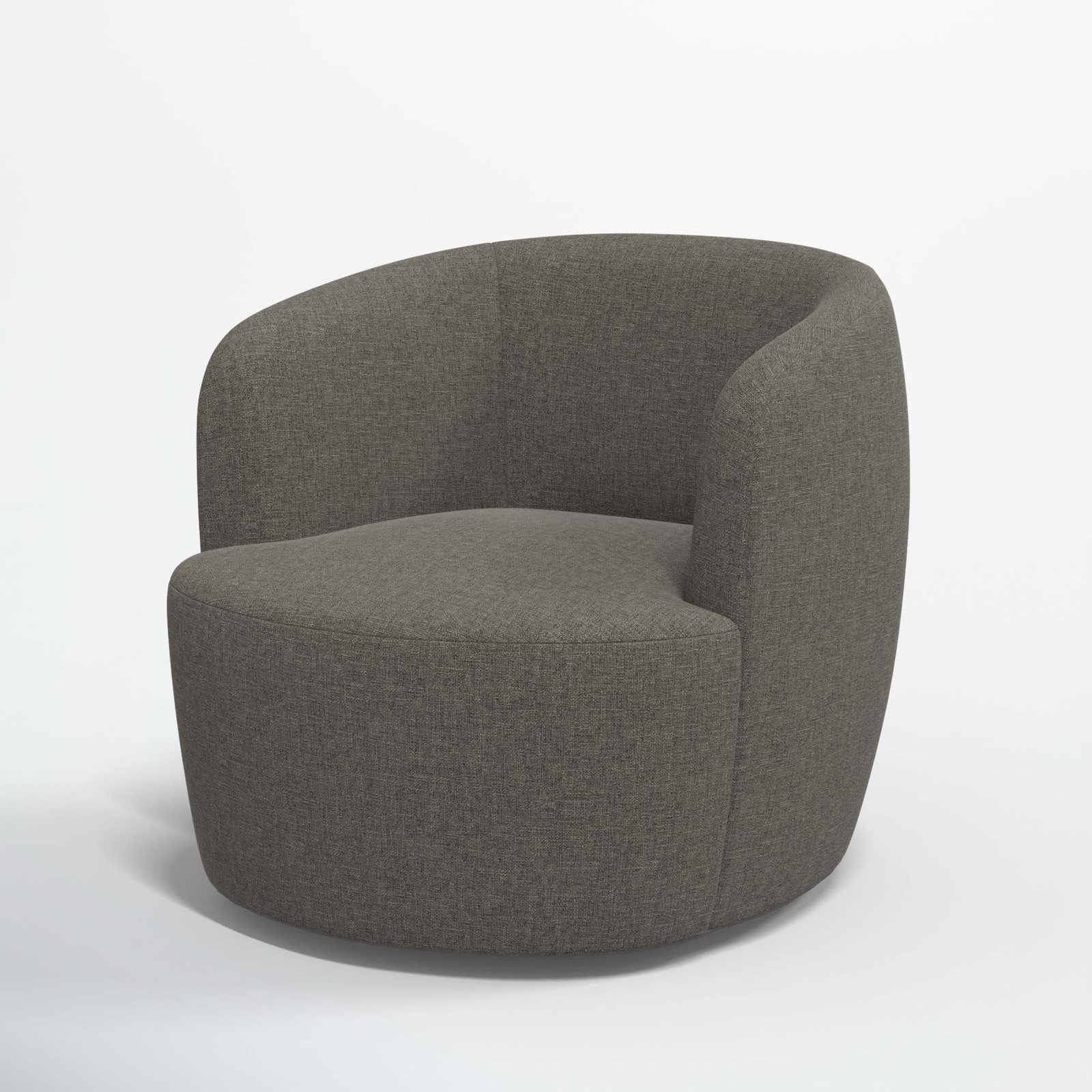 Mina Swivel Barrel Chair, Zuma Charcoal Textured Linen