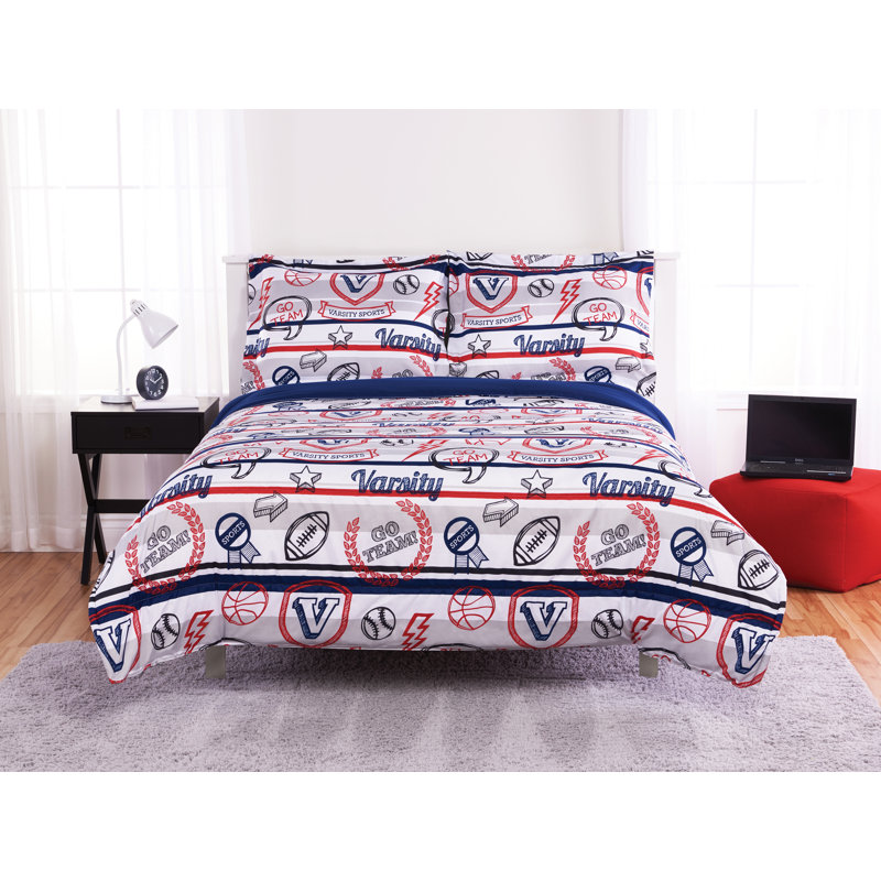 Varsity Sports Polyester Comforter, Twin Comforter + 1 Standard Sham