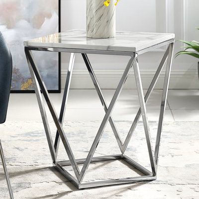 Table de bout en marbre Minette avec base en métal