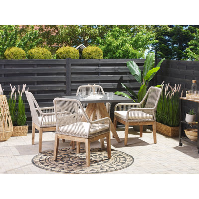 Mcrae 4 - Person Acacia Patio Dining Set with Square Table , Cushions Included