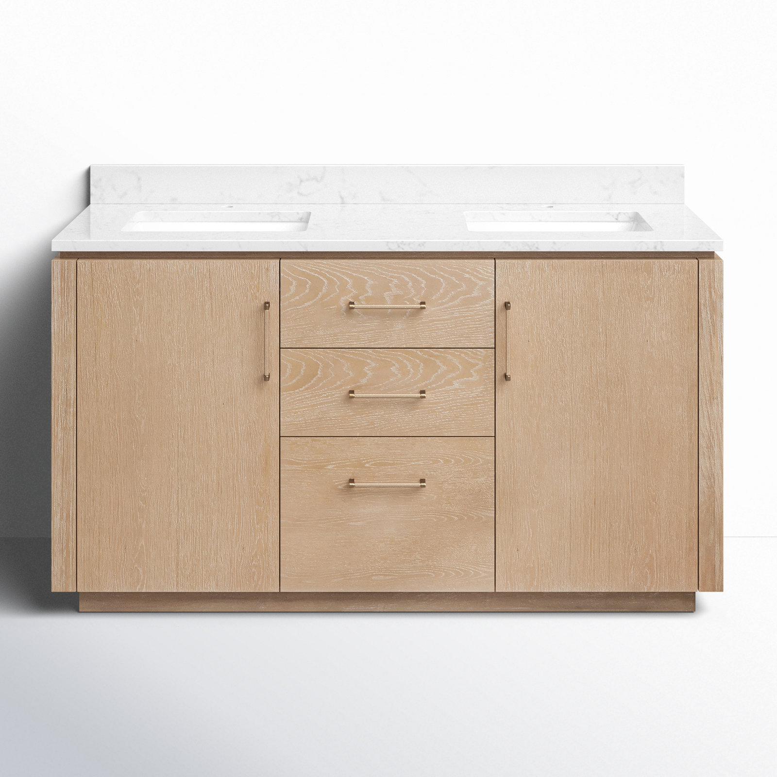 Cloverfield 60'' Double Bathroom Vanity, Gold, Washed Ash Gray