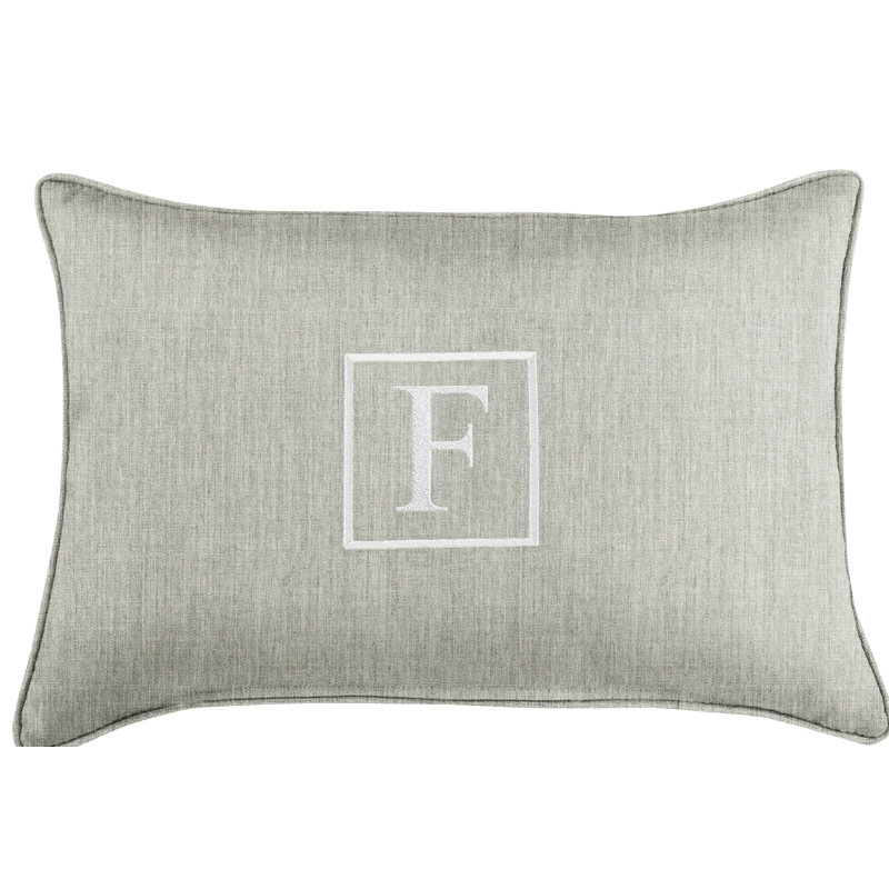 Kerrell Embroidered Sunbrella® Outdoor Throw Pillow, Granite Gray, F
