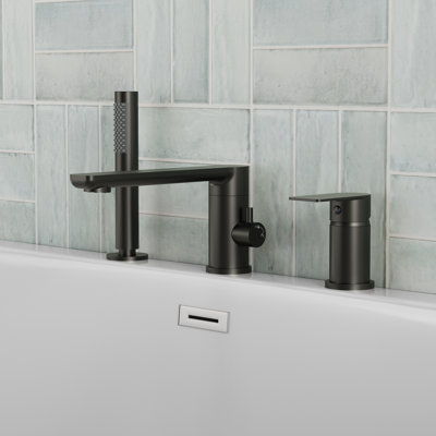 Single Handle Deck Mounted Roman Tub Faucet with Hand Shower