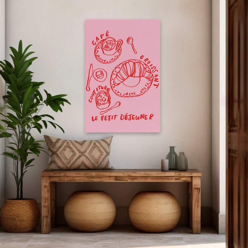 Petit déjeuner Doodles I, art abstrait français, H 48 po x l 32 po