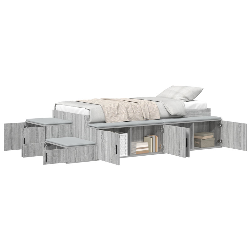 Storage Bed Frame, Grey Sonoma, Single (3')