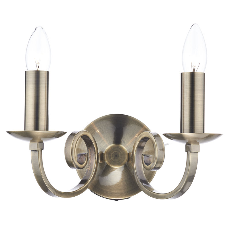 Ameche Candle Wall Light, Antique Brass