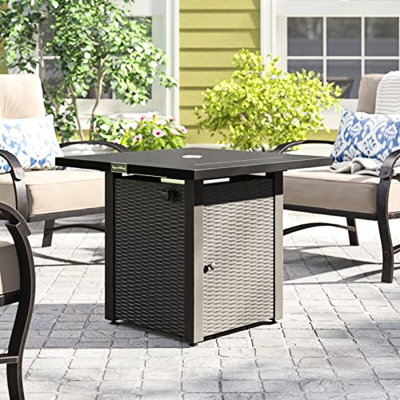 28In Fire Pit Table For Outdoor, 50,000Btu, Propane, Lid, & -Look, Lava Stone, Adjustable Flame, Patio Backyard Garden 50,000Btu Outdoor Propane 28In, Gas, Style,