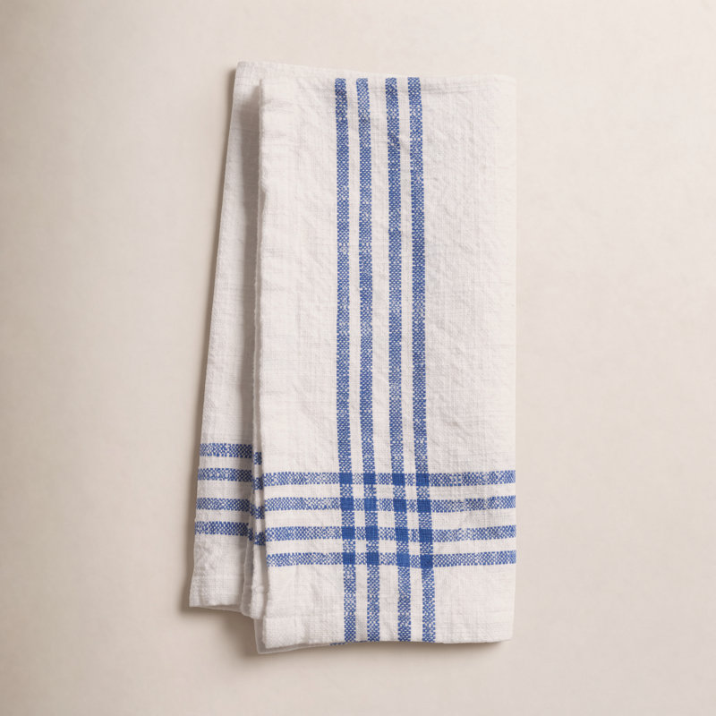 Panna Cotton Striped Square Napkin, Blue