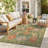 Washable American Countryside Floral  6X9 Green Outdoor Rug, Non Slip Quick-Dry Mesh Rug for Deck Backyard-501256122-501633765
