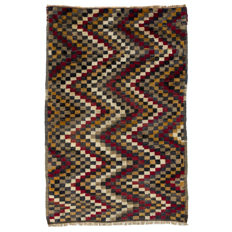 Tapis turc tigré à la main à motif damier
