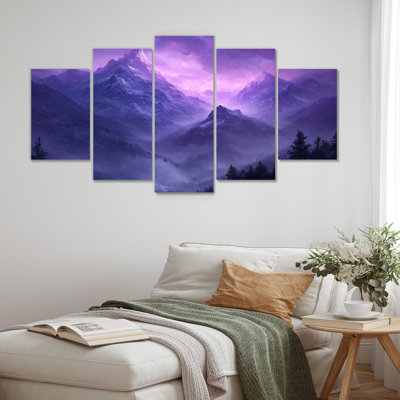 Misty Peaks In The Twiligh II - Peaks Wall Art - Art mural traditionnel serti de diamants