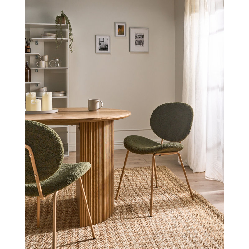 Luana 42cm H Upholstered Metal Upholstered Back Side Chair, Dark Green
