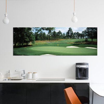 « golf cours, aiguilles de pin, cours de golf, pin du sud, moore county, caroline du nord, états-unis », reproduction de photo sur toile