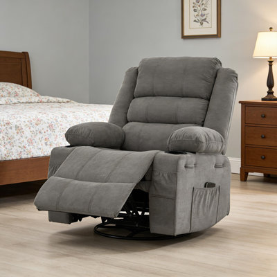 Fauteuil inclinable pivotant à 360 ° avec porte-gobelet et siège profond rembourré pour le salon