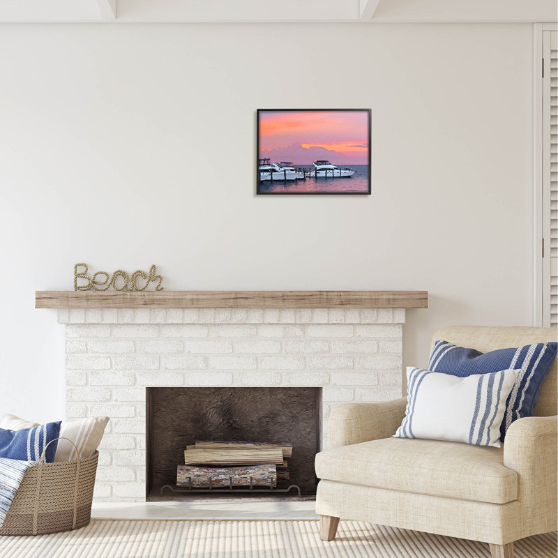 Au-421-Giclée, bateau, coucher de soleil rose, paysage par Jeff Pica, L 20 po x H 16 po x P 1,5 po
