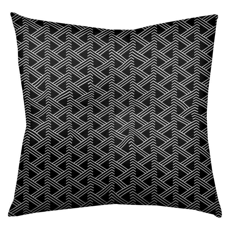 Coussin de sol zig zag classique, 30 po x 30 po, Noir