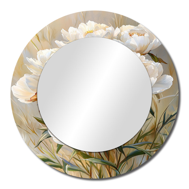 Pivoines dans un air d'automne I - décoration murale miroir floral - imprimé sur métal, 23 po x 23 po
