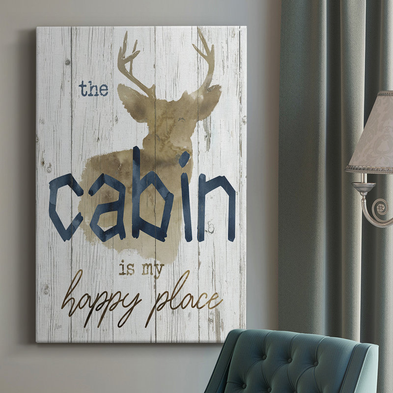 «Happy Place Cabin», peinture sur toile tendue, H 18 po x l 12 po x P 1 po