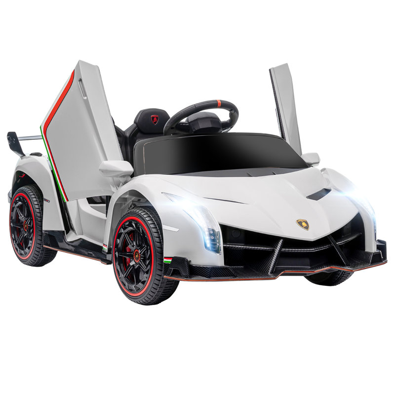 White 12V Lamborghini Veneno Kids Ride-On Car with Remote Control