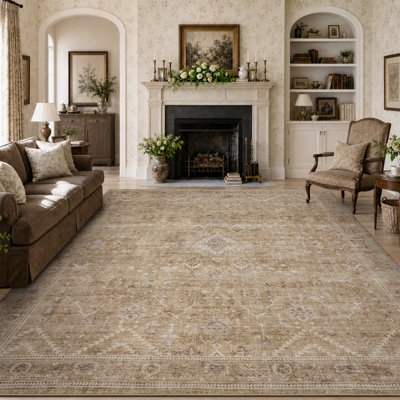 Tapis traditionnel délavé antidérapant lavable