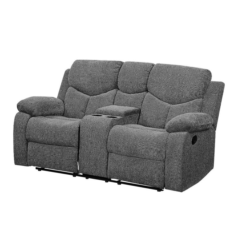 Zslater Chenille Pillow Top Arm Reclining Loveseat, 39" H x 70" W x 39" D, Gray Chenille