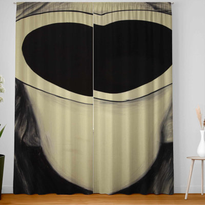 Young lady with glasses blackout curtains  home decor pair
