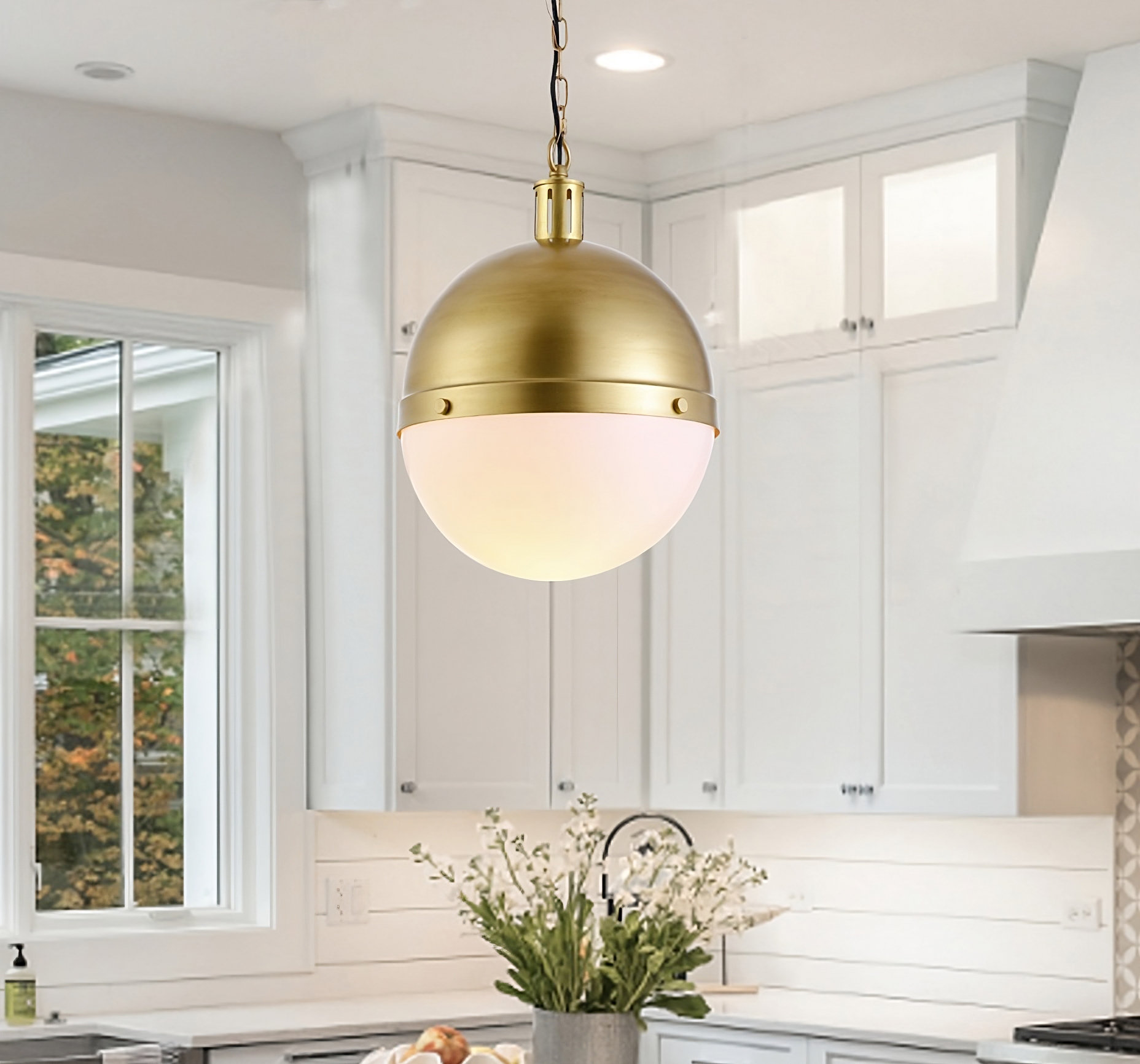 Everly Quinn 1 Light Single Globe Pendant Lamp Torino Gold Metal Acrylic  Shade Island Lamp Kitchen Island Lamp | Wayfair