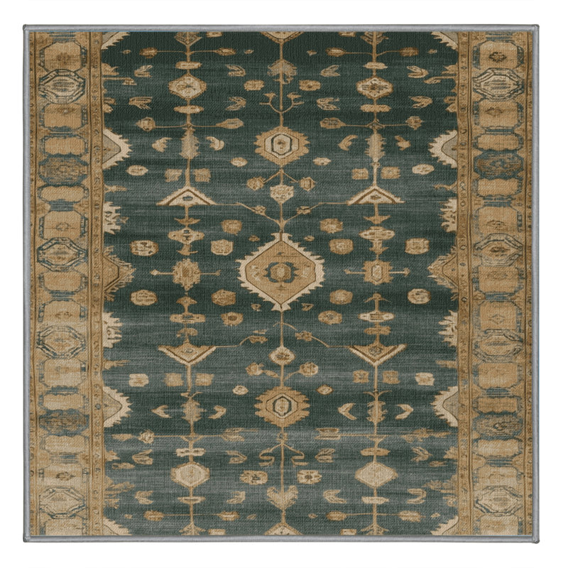 Machine Washable Overdyed Brown Area Rug, Square 3'