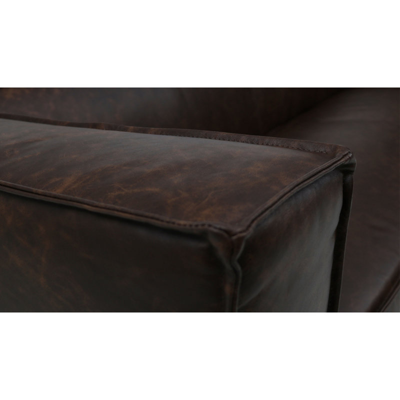 Canapé à accoudoirs carrés en cuir véritable 86 po Dakori