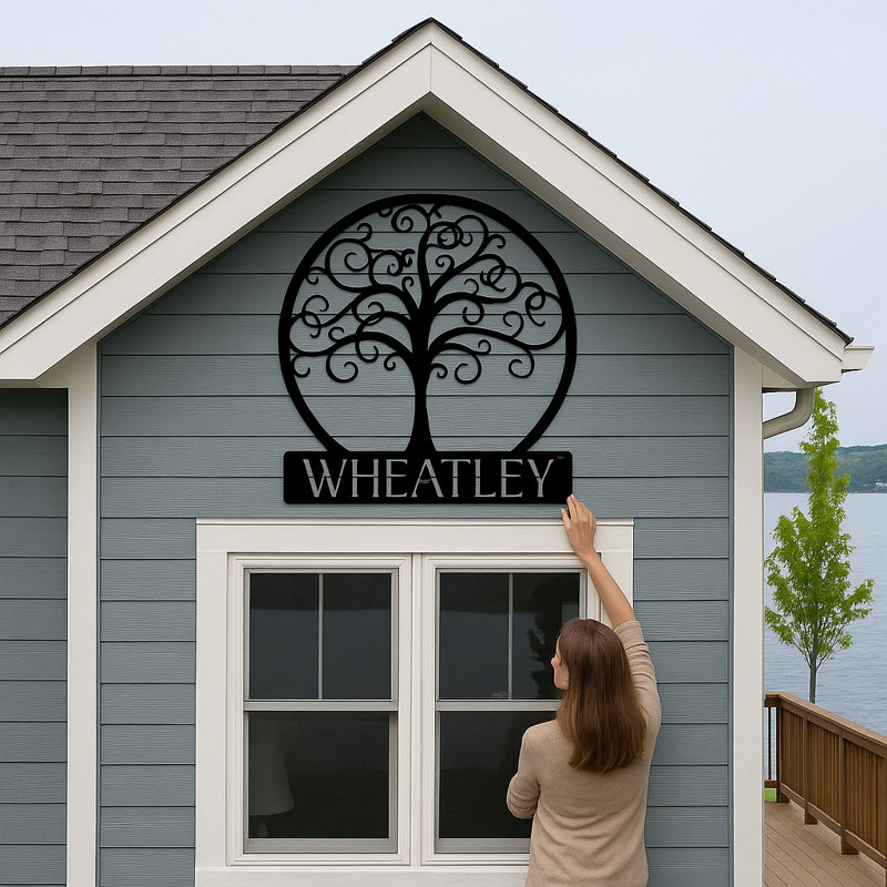 Décoration murale monogramme arbre de vie, H 30 po x l 30 po x P 0,25 po, Oui