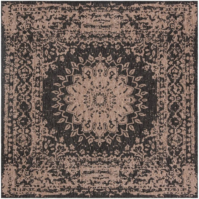 Contemporary Hintz Runner Rug Black Color, Square 13'1"