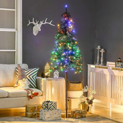 Arbre de Noël artificiel de 6 pi avec 6 lumières, blanc chaud ou lumières DEL colorées, base en acier