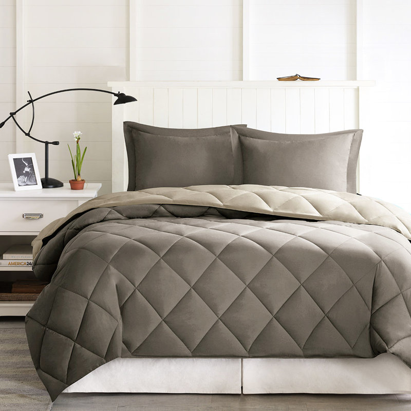 Édredon en duvet synthétique 3M avec 2 taies décoratives élégantes, Édredon double et 2 taies décoratives, Noir