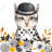 Chic cat - 32"x32" art on canvas