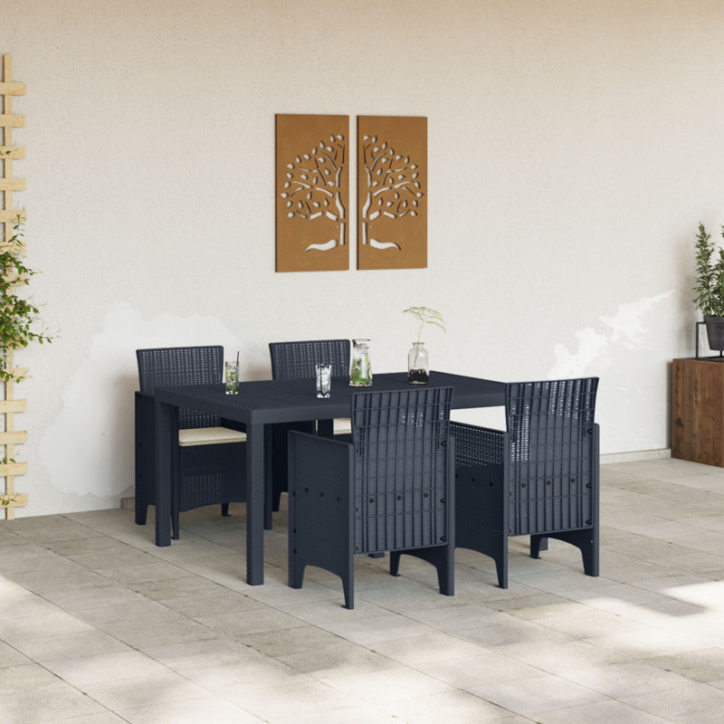 Ensemble repas 5 pièces vidaXL, Anthracite, Beige