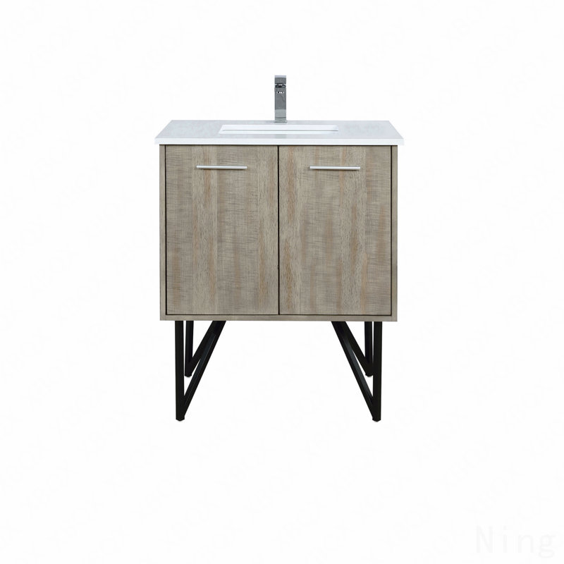 Ensemble de meuble-lavabo simple l 30 po x P 20 po avec comptoir en quartz blanc et robinet chromé, Chrome chrome